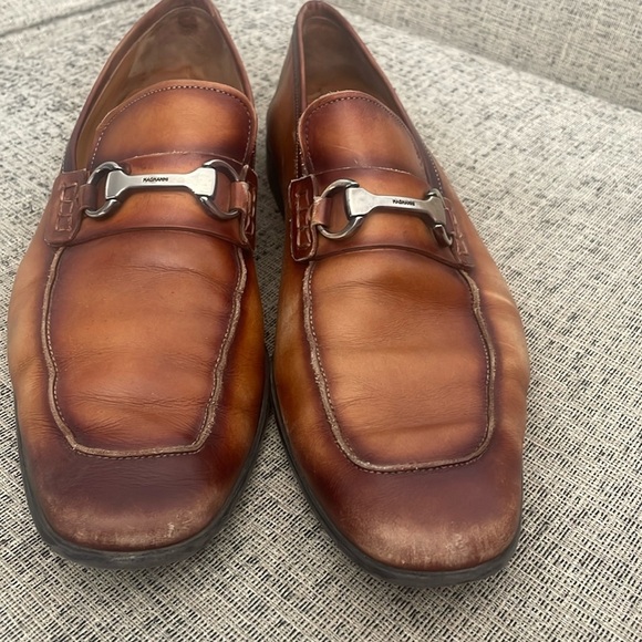 Magnanni Men's Silvano Apron Toe Bit Loafers Tan Leather Loafers Size 12 - Picture 8 of 17